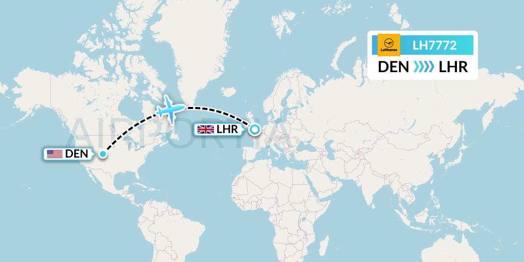 LH7772 Lufthansa Flight Map: Denver to London