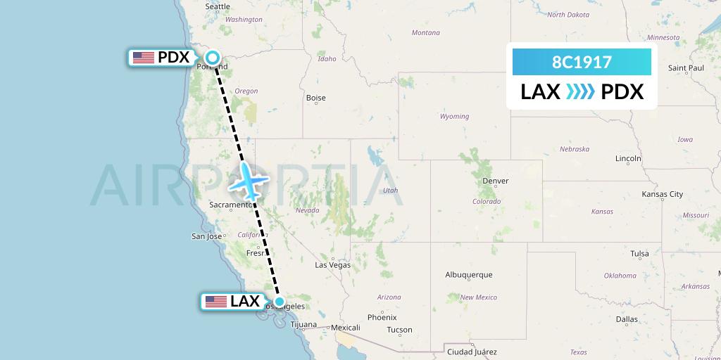 8C1917 Air Transport International Flight Map: Los Angeles to Portland