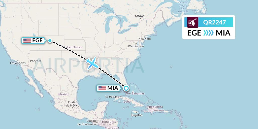 QR2247 Qatar Airways Flight Map: Eagle to Miami