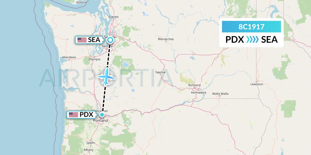 8C1917 Air Transport International Flight Map: Portland to Seattle