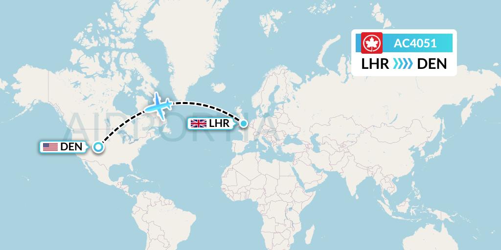 AC4051 Air Canada Flight Map: London to Denver