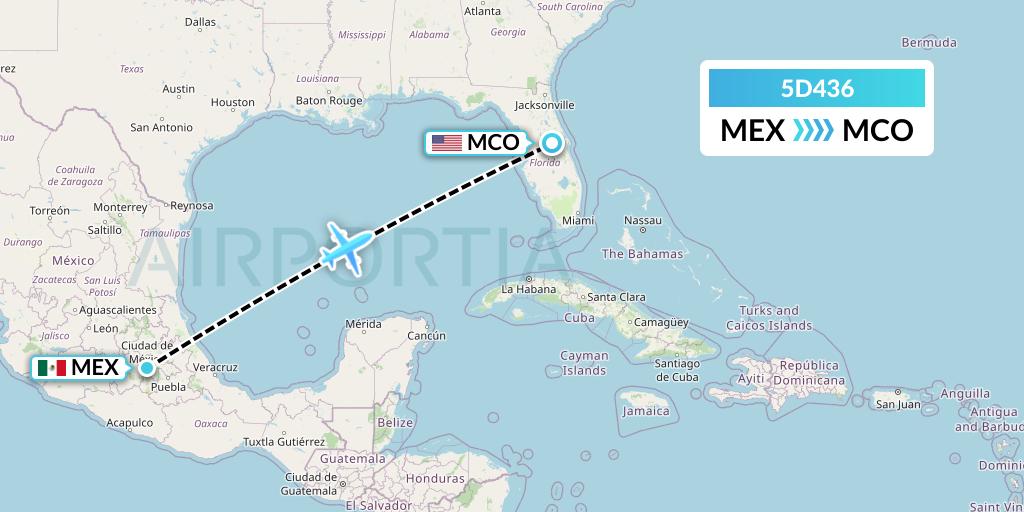 5D436 Aeromexico Connect Flight Map: Mexico City to Orlando