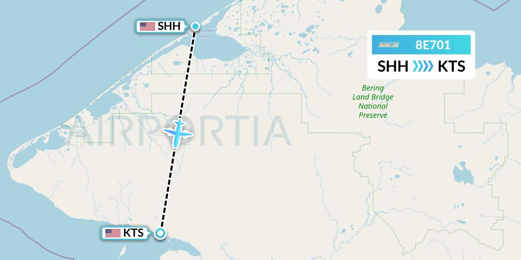 8E701 Bering Air Flight Map: Shishmaref to Brevig Mission