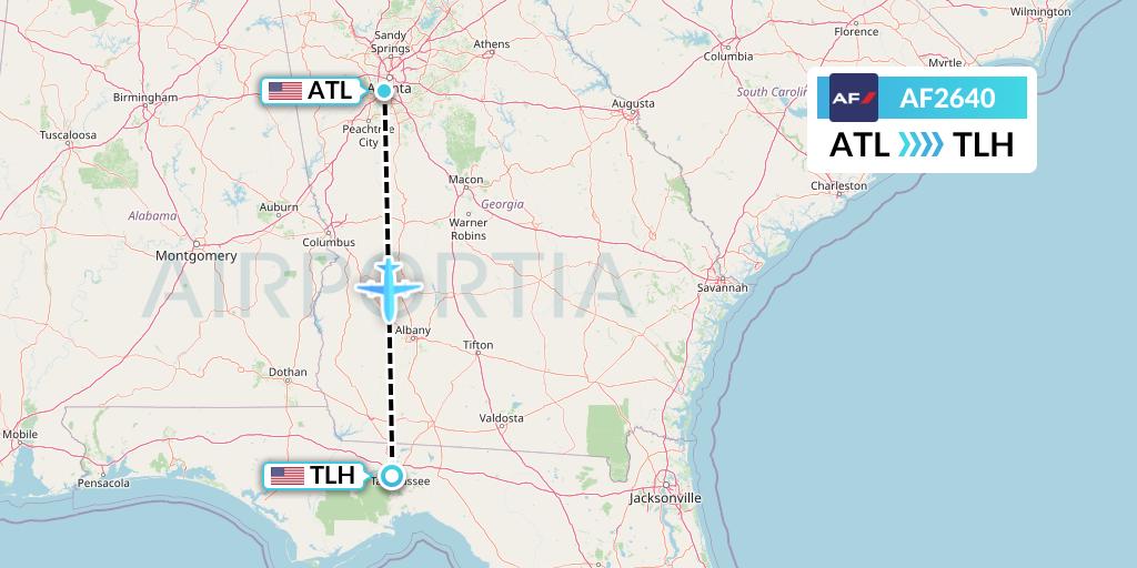 AF2640 Air France Flight Map: Atlanta to Tallahassee