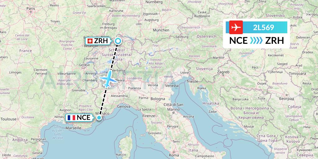 2L569 Helvetic Airways Flight Map: Nice to Zurich