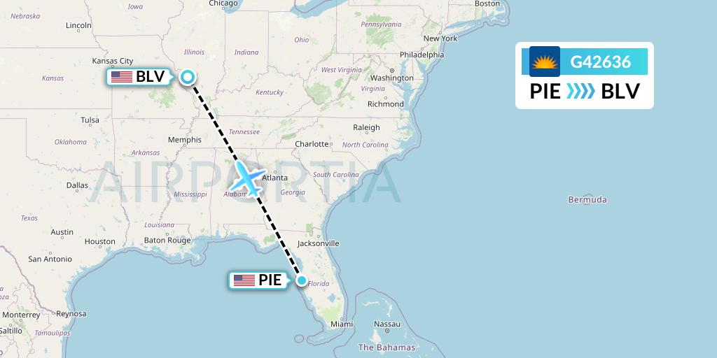 G42636 Allegiant Air Flight Map: St. Petersburg to Belleville