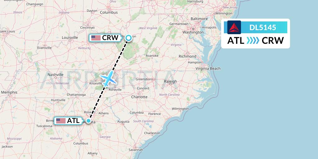 DL5145 Delta Air Lines Flight Map: Atlanta to Charleston