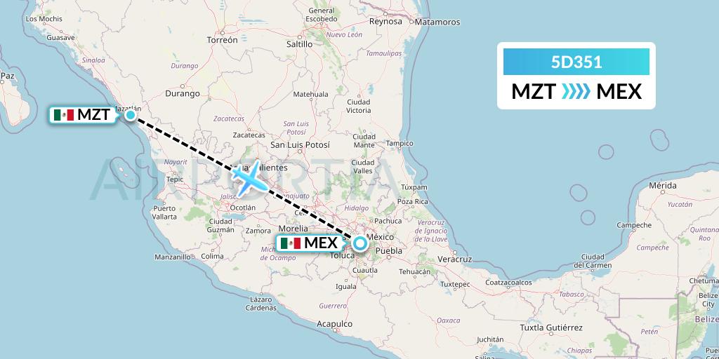 5D351 Aeromexico Connect Flight Map: Mazatlan to Mexico City