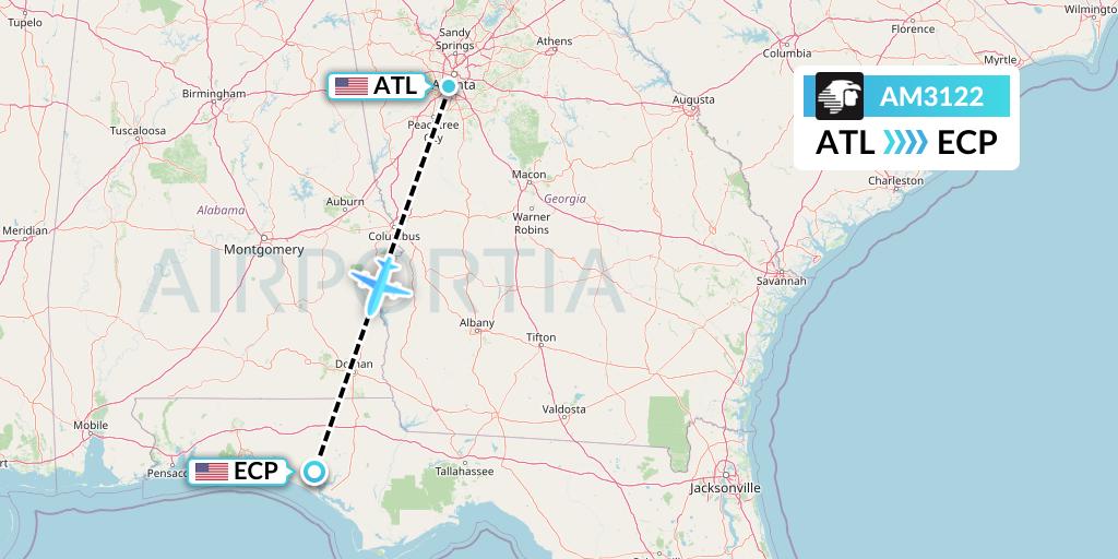 AM3122 Aeromexico Flight Map: Atlanta to Panama City