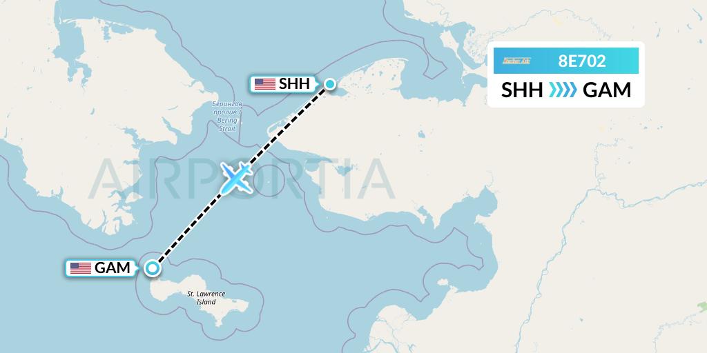 8E702 Bering Air Flight Map: Shishmaref to Gambell