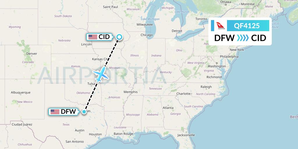 QF4125 Qantas Flight Map: Dallas to Cedar Rapids