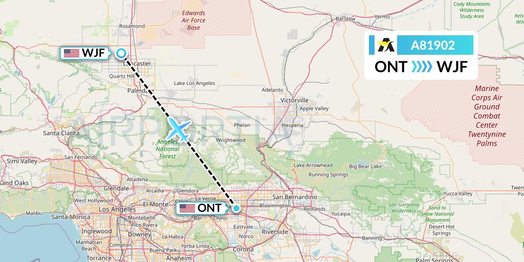 A81902 Aerolink Uganda Flight Map: Ontario to Lancaster
