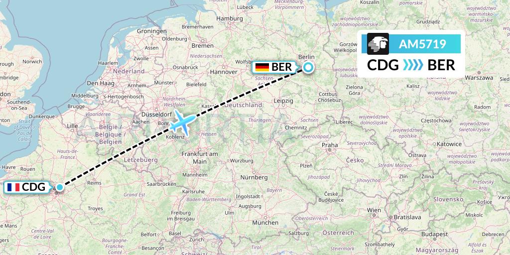 AM5719 Aeromexico Flight Map: Paris to Berlin