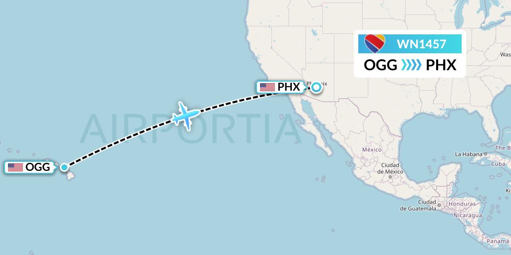WN1457 Southwest Airlines Flight Map: Kahului to Phoenix