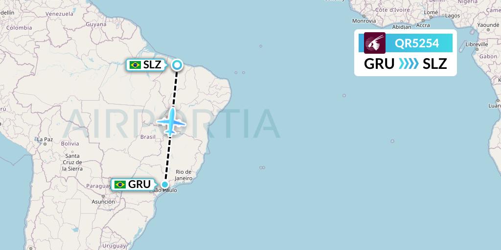 QR5254 Qatar Airways Flight Map: Sao Paulo to Sao Luis