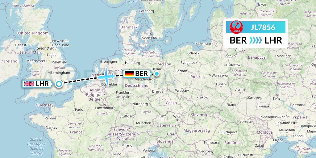 JL7856 Japan Airlines Flight Map: Berlin to London