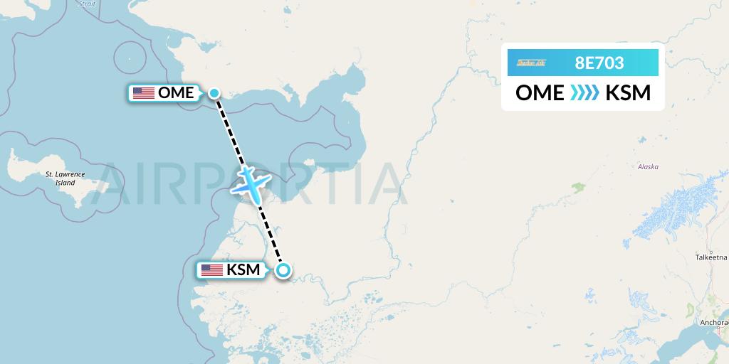 8E703 Bering Air Flight Map: Nome to St. Mary's