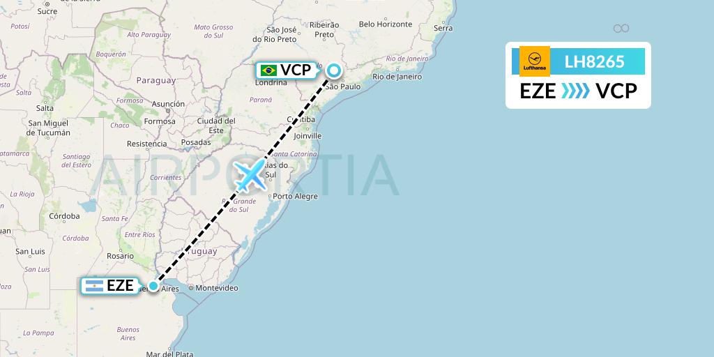 LH8265 Lufthansa Flight Map: Buenos Aires to Campinas