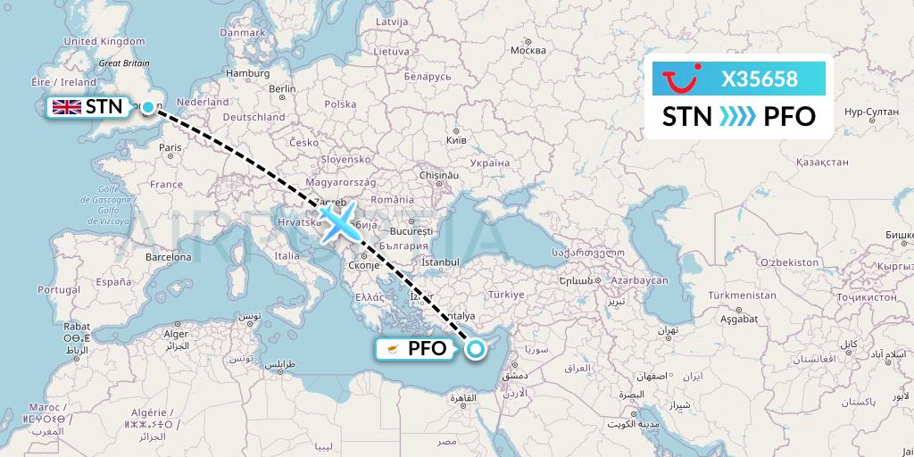 X35658 TUI fly Germany Flight Map: London to Pafos