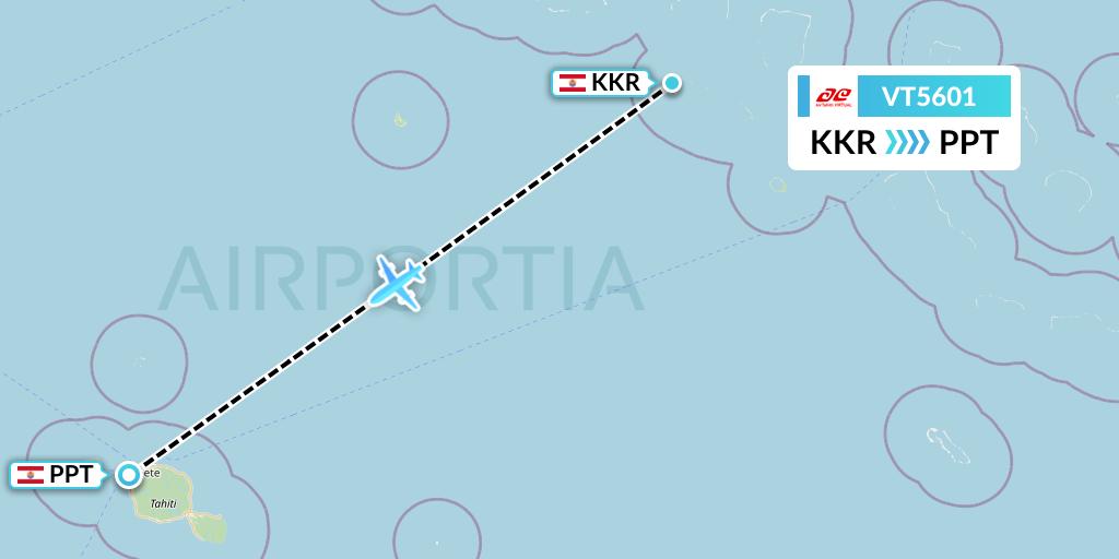 VT5601 Air Tahiti Flight Map: Kaukura to Papeete
