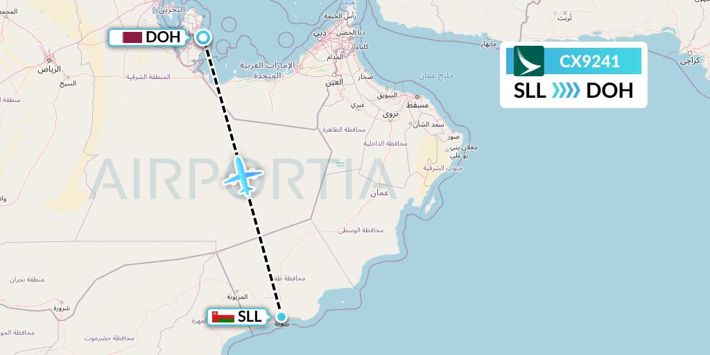 CX9241 Cathay Pacific Flight Map: Salalah to Doha