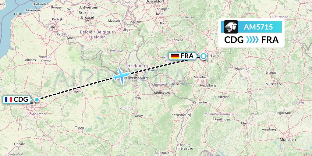 AM5715 Aeromexico Flight Map: Paris to Frankfurt