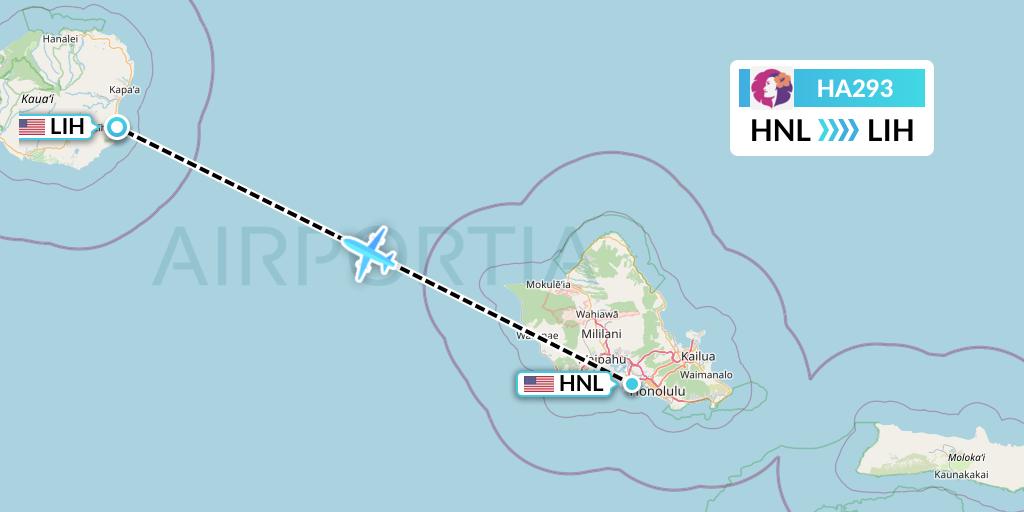 HA293 Hawaiian Airlines Flight Map: Honolulu to Lihue