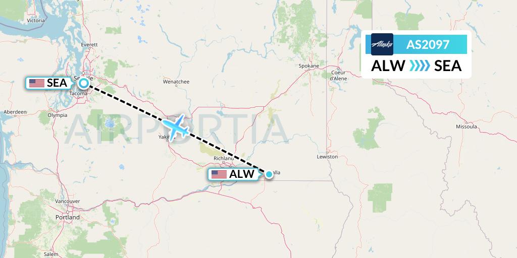 AS2097 Alaska Airlines Flight Map: Walla Walla to Seattle