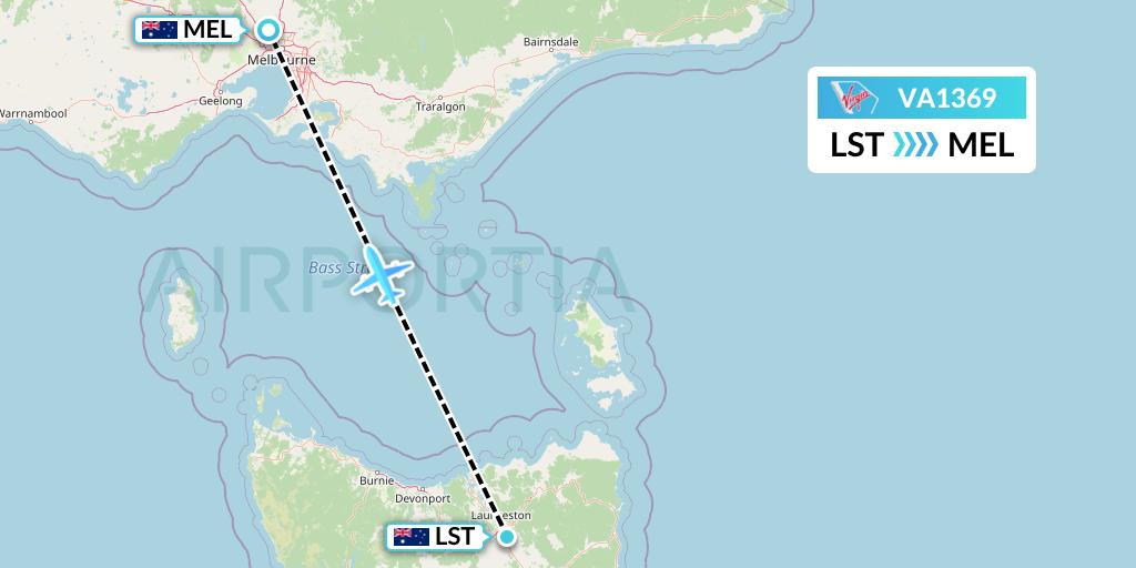 VA1369 Virgin Australia Flight Map: Launceston to Melbourne
