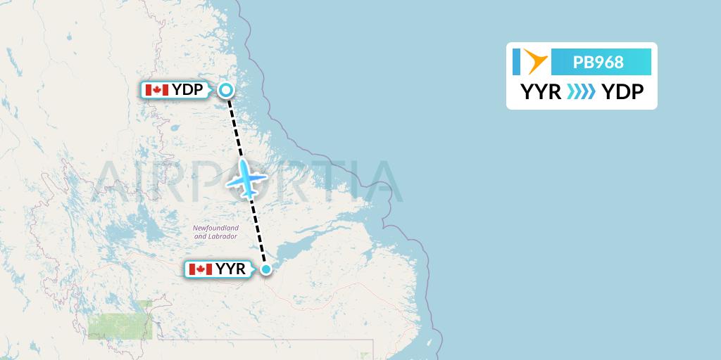 PB968 PAL Airlines Flight Map: Goose Bay to Nain