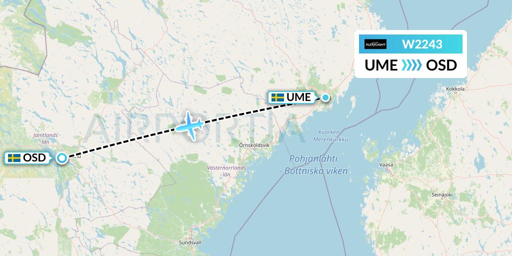 W2243 Flex Flight Flight Map: Umea to Ostersund