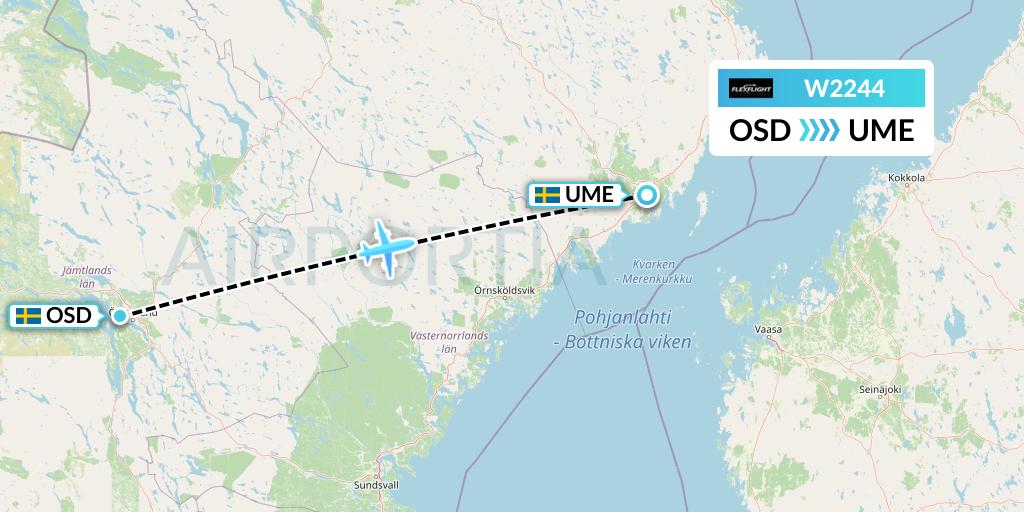 W2244 Flex Flight Flight Map: Ostersund to Umea