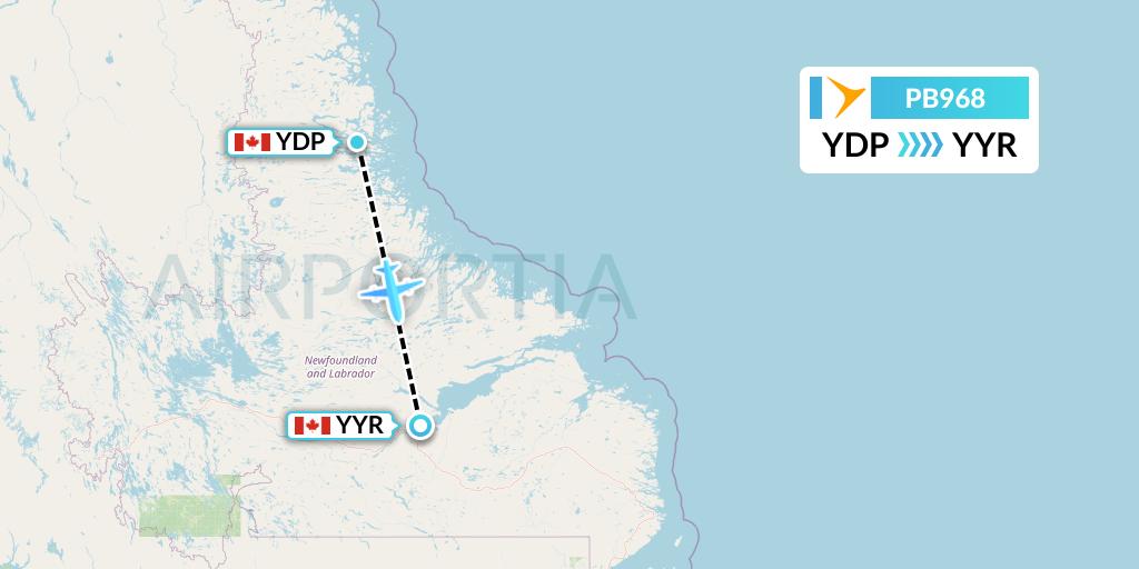 PB968 PAL Airlines Flight Map: Nain to Goose Bay