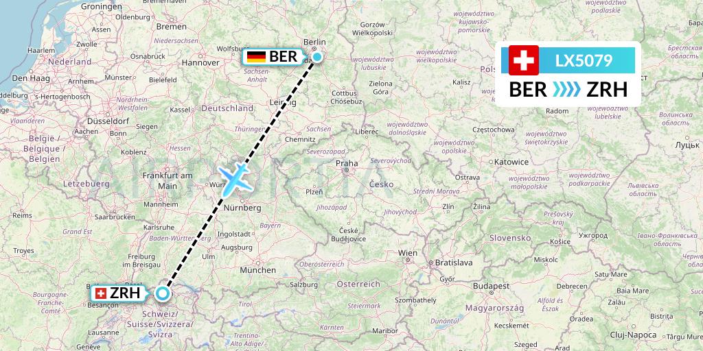 LX5079 Swiss Flight Map: Berlin to Zurich