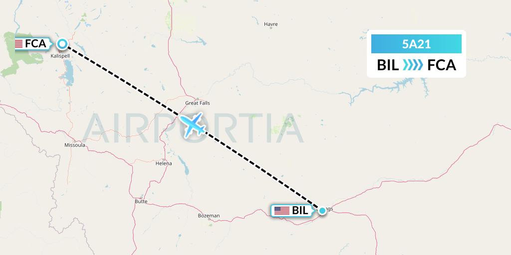 5A21 Alpine Air Express Flight Map: Billings to Kalispell