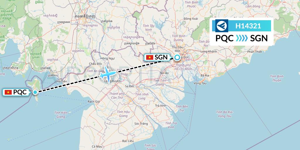 H14321 Hahn Air Systems Flight Map: Phu Quoc to Ho Chi Minh City