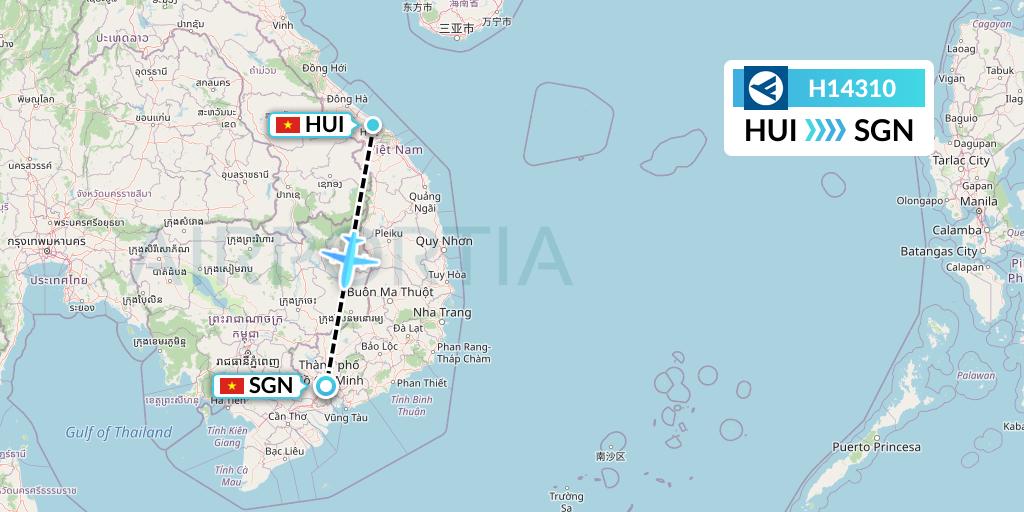 H14310 Hahn Air Systems Flight Map: Hue to Ho Chi Minh City
