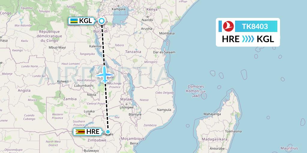 TK8403 Flight Status Turkish Airlines Harare to Kigali (THY8403)
