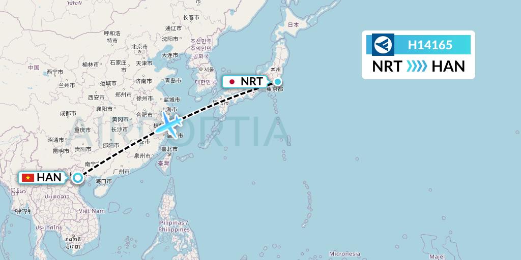 H14165 Hahn Air Systems Flight Map: Tokyo to Hanoi