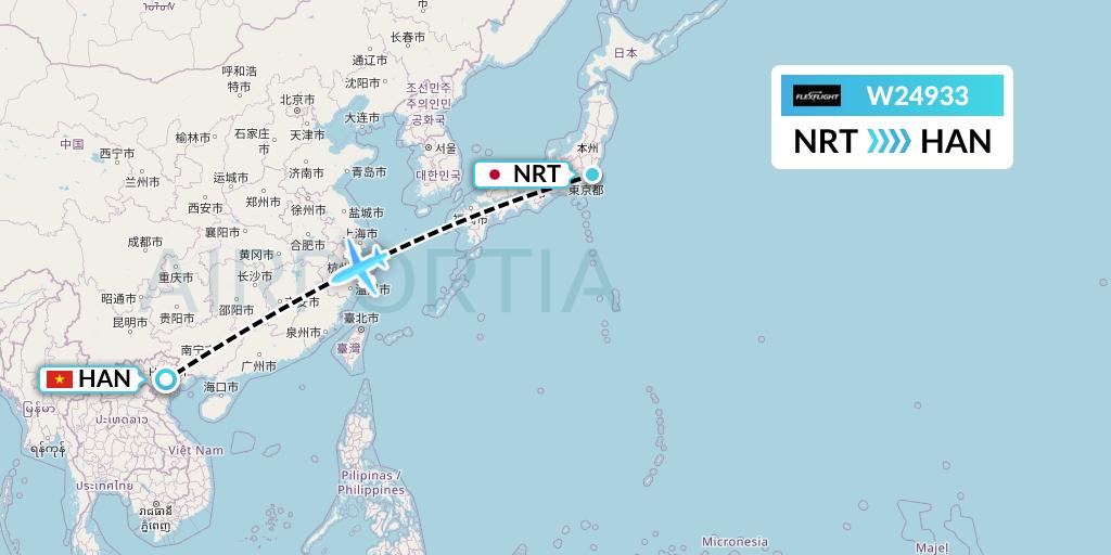 W24933 Flex Flight Flight Map: Tokyo to Hanoi