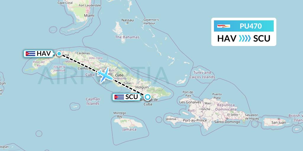 PU470 Plus Ultra Flight Map: Havana to Santiago de Cuba