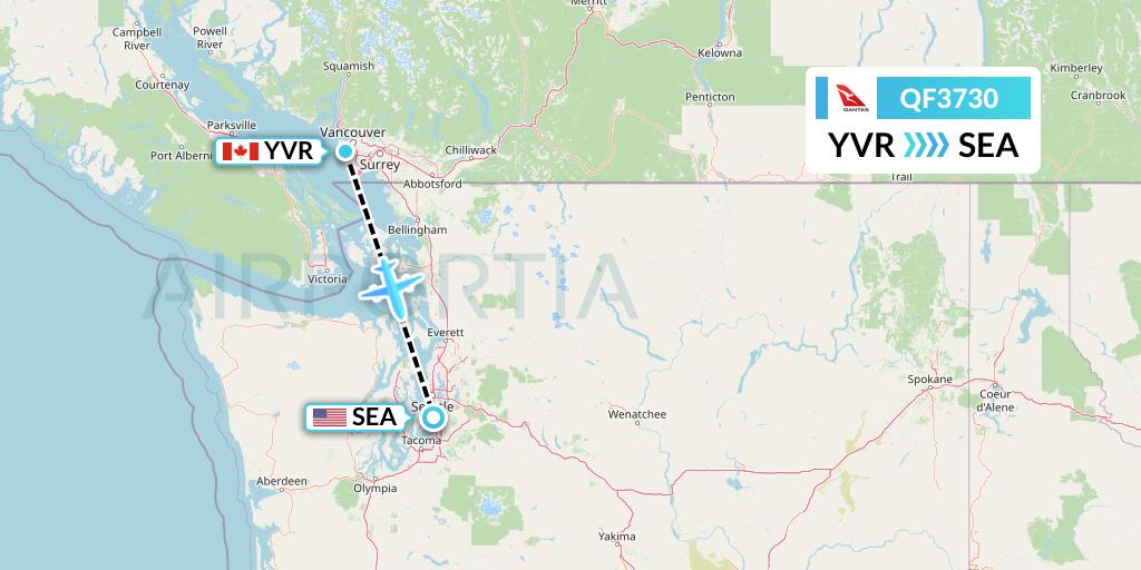 QF3730 Qantas Flight Map: Vancouver to Seattle