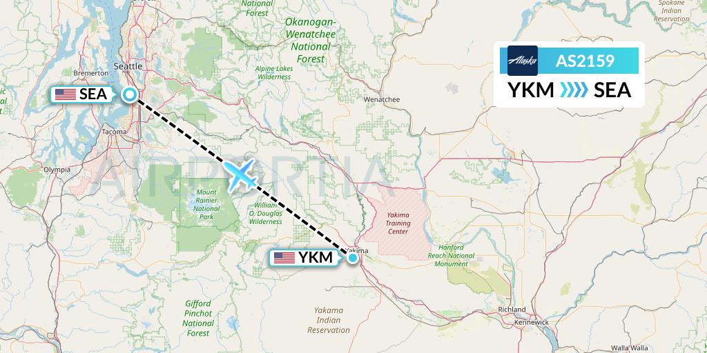AS2159 Alaska Airlines Flight Map: Yakima to Seattle