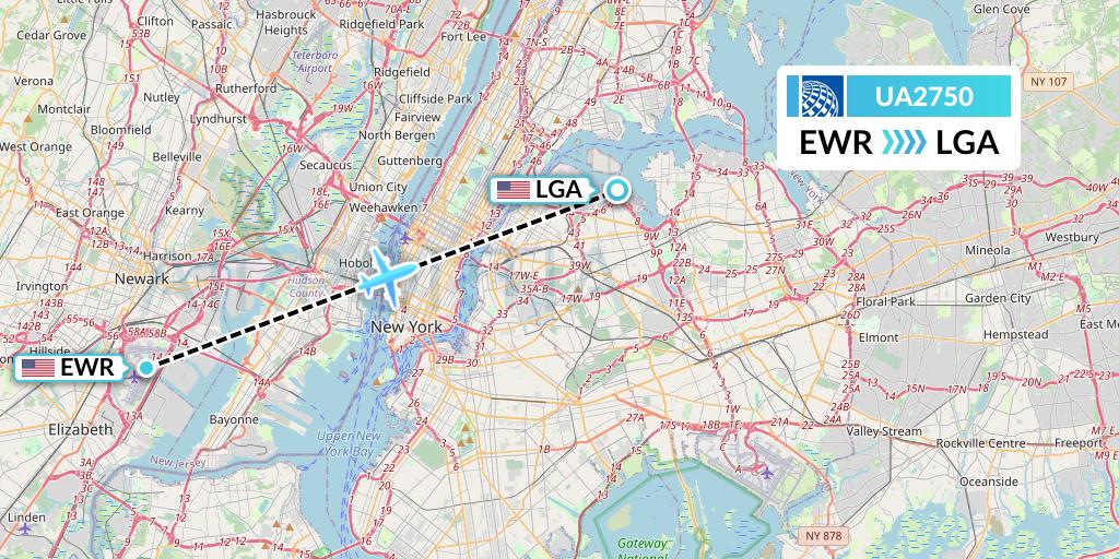 UA2750 United Airlines Flight Map: New York to New York
