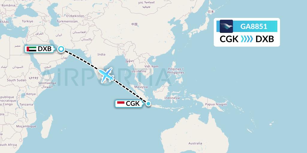 GA8851 Garuda Indonesia Flight Map: Jakarta to Dubai