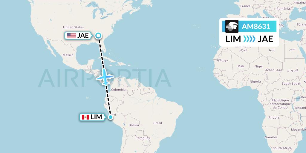 AM8631 Aeromexico Flight Map: Lima to Atlanta