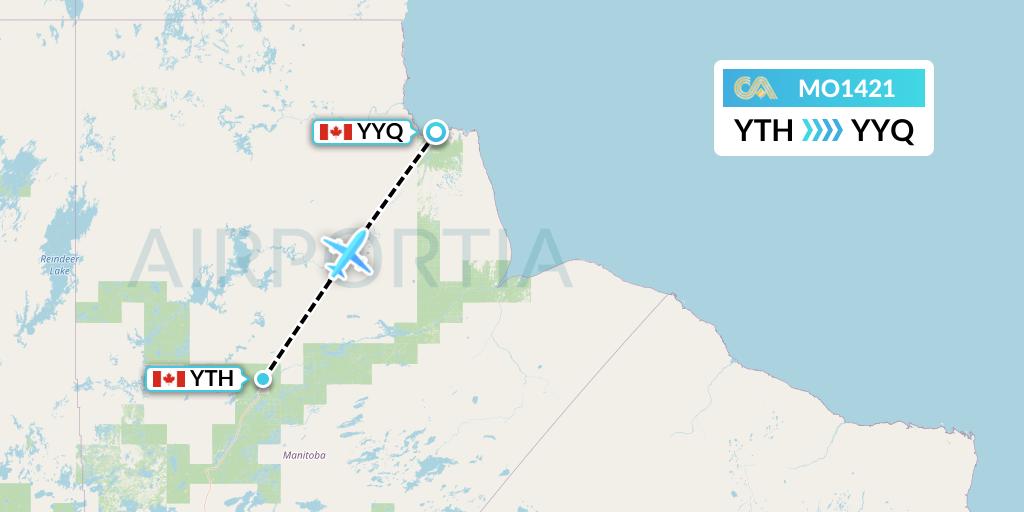 MO1421 Calm Air Flight Map: Thompson to Churchill