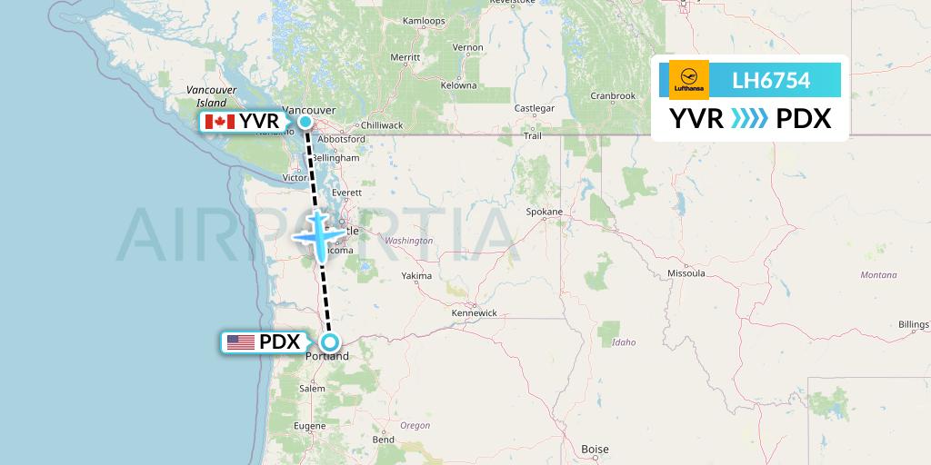 LH6754 Lufthansa Flight Map: Vancouver to Portland