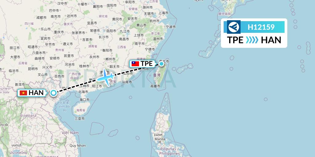 H12159 Hahn Air Systems Flight Map: Taipei to Hanoi