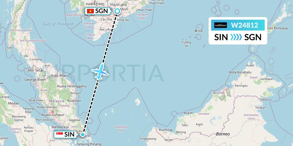 W24812 Flex Flight Flight Map: Singapore to Ho Chi Minh City